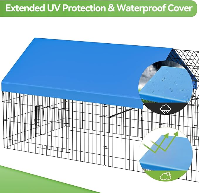 INJOPEXI Metal Chicken Coop 130"×40"×39" Chicken Runs for Yard with Cover Chicken Playpen Enclosure Chicken Pen Kennel Duck Coop Cage for Outdoor Backyard Farm Rabbit Dog Cat Small Animal Poultry