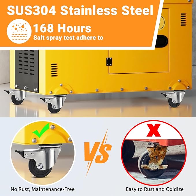 Nefish 2.5 Inch Heavy Duty Stainless Steel Low Gravity Casters, SUS 304 Industrial Grade Stainless Steel Caster Wheels with Brakes, Durable Castors Set of 4 with Nylon Wheels for Industrial, Equipment