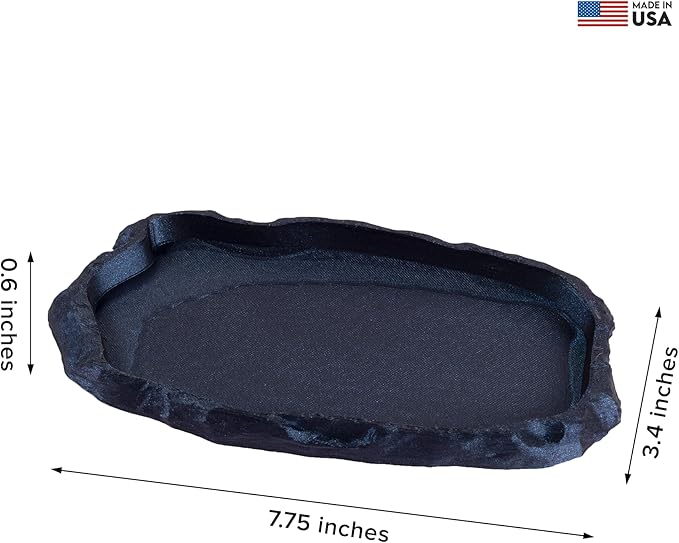Gecko Cave Reptile Feeding Tray – Naturalistic Pet Dish for Lizards, Snakes, Bearded Dragons, Tortoises & Turtles - Burnt Titanium