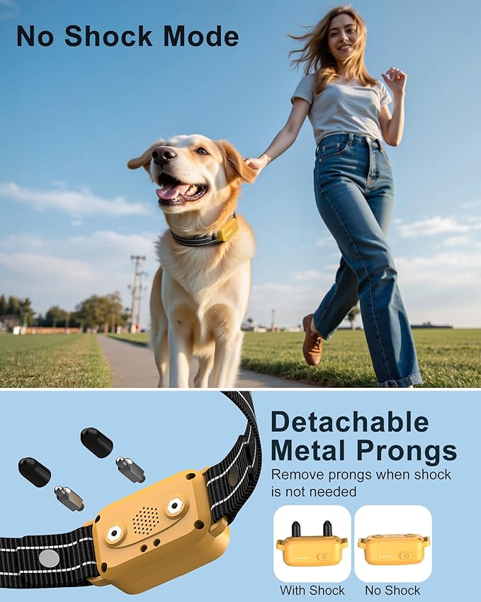 Jugbow Dog Shock Collar - 4500FT Dog Training Collar with Remote, IPX8 Waterproof Electric Dog Collar with 4 Training Modes, Security Lock, Rechargeable eCollar for 10-120lbs Dogs(Yellow)