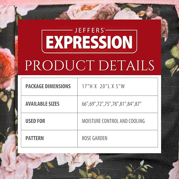 Jeffers Expression Fleece Cooler for Horses, Standard Neck, Rose Garden 66"- Equine Towel Blanket, Moisture Absorbent, Light Weight, Best for Drying, Exercise, Bathing, Adjustable Belly Bands