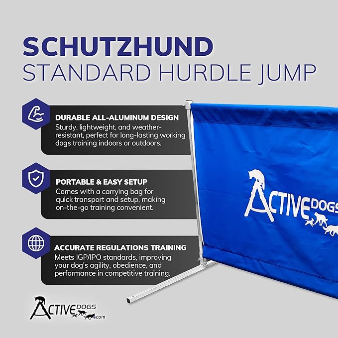 ActiveDogs.com IGP IPO Schutzhund Standard Hurdle Jump w/Carrying Bag - All Aluminum Design - Agility Training Jump - Easy to Transport