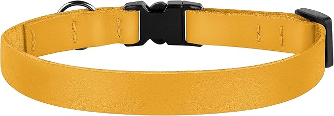 Breakaway Cat Collar with Bell - Leather Adjustable Kitten Collars with Safety Quick Release Buckle - Soft Small Pet Collars for Girl & Boy Cats (Yellow)