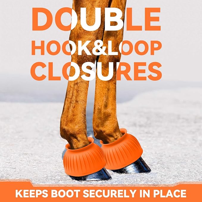 Abbylike Bell Boots for Horses 1 Pair/2 Pair Available, Protect Against Hoof Impact Trauma, Rubber Bell Boots Horse Care for Turnout, No Rub Design Wrap Hook and Loop