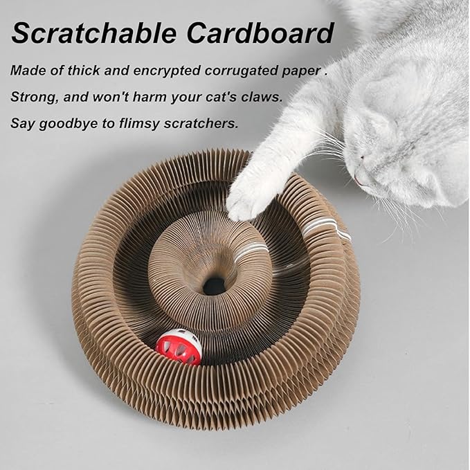 Kitty Kurl Cat Toy,Magic Organ Cat Toy,Magic Organ Cats Scratcher Board,Foldable Recyclable Accordion Toys with Ball for Indoor Cats Playing(1pc)