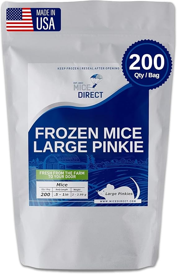 MiceDirect EST. 2003 200 Frozen Mice Pinkie Feeders Snake Food for Corn Ball Pythons Lizards (.5-1 in) (400 Grams Min)