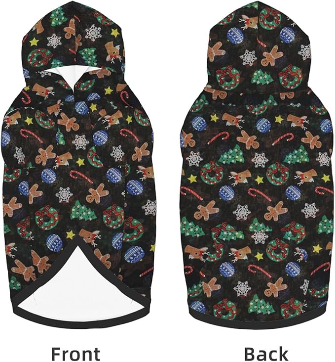 Xmas Tree Reindeer Ginger Cookie Hoodie,Christmas Cosplay Dog Clothes with Pocket and Hat Winter Clothes Sweaters XXX-Large