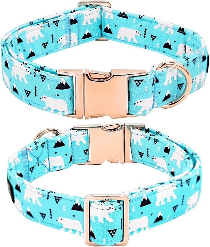 Dog Collar-Bow Dog Collar Blue Bear Pattern Pet Collar Dog Cute Bow Tie Soft Girl Boy Dog Collars with Metal Buckle Wonderful Gift for X-Small Puppy
