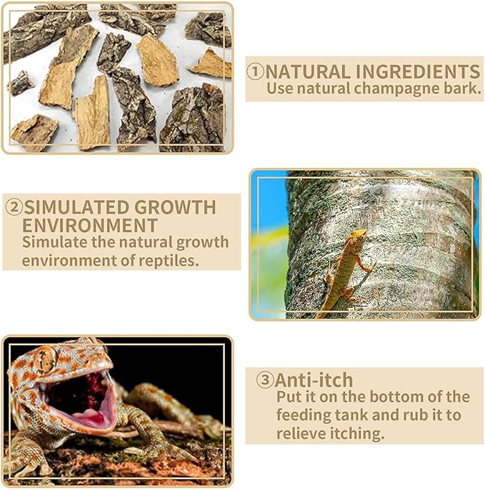 2PCS Cork Terrarium Background 15.7x11.8in Natural Cork Large Bark Backdrop Reptile Climbing Mat Habitat Decor for Spider Lizard Chamelon Turtle Beared Dragon