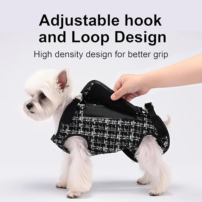 Dog Lift Harness Dog Carrier Dog VES Harness Adjustable Dog Leash with Small Puppy Treat Bag（Black,M）