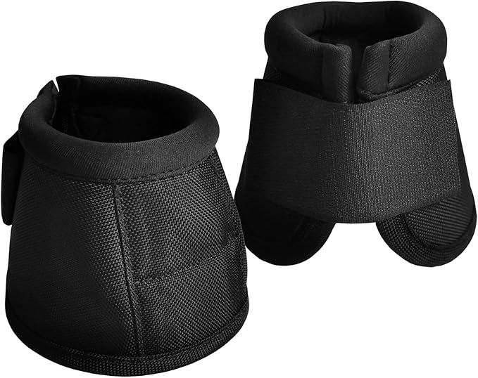 Equine Ballistic Overreach No-Turn Bell Boots for Horses - Horse Hoof Protection Boots (Sold in Pairs) Black X-Large