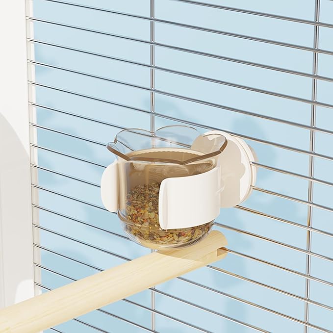 2pcs/4pcs PET Bird Bowls with Clamp, Bird Cage Feeder, Durable Water Bowl, Feeding Cups, Water Feeder for Cockatiel, Parakeet, Macaw, Finches, Lovebirds, Small Animals Gray (Gray, 4pcs)