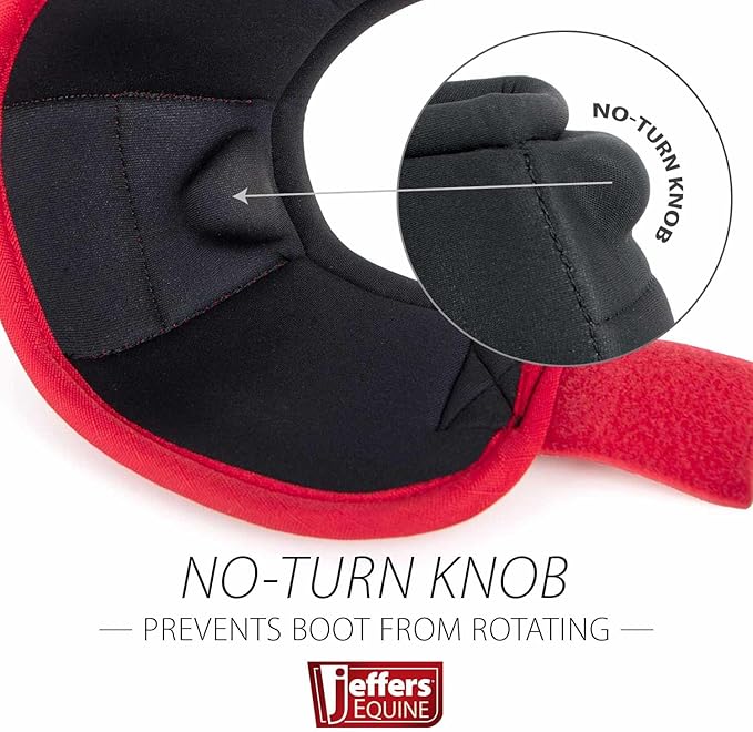Jeffers Equine No Turn Bell Boots for Horses - Red, Medium | Shock Absorbing Hoof Protection | Secure Double Hook & Loop Closure, Perfect for Travel, Turnout, Training, & Riding - 1 Pair