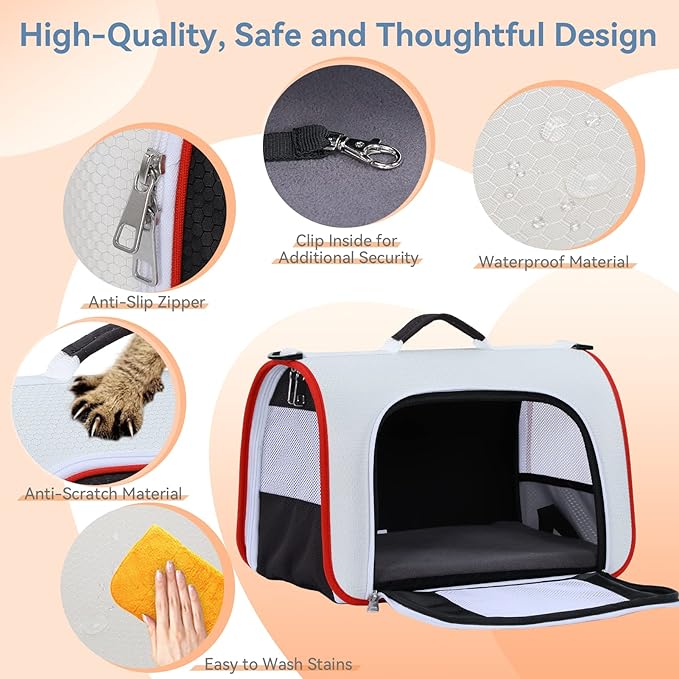 A4Pet Cat Carriers Dog Carrier Pet Carrier, TSA Airline Approved Small Dog Carrier for Cats Dogs Puppies (Up to 15lbs), Washable Soft-Sided Collapsible Travel Puppy Carrier