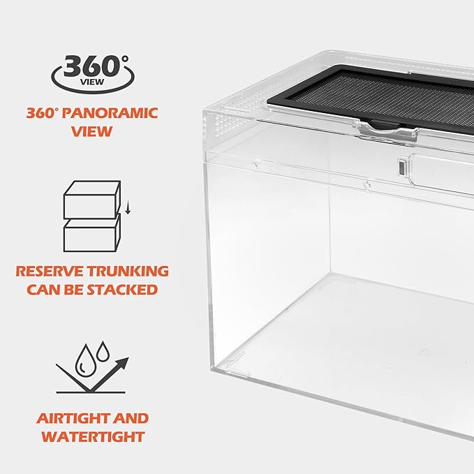AZV Habitat Terrarium Enclosure,Small Reptile Tank with Bearded Dragon Hammock,Heat Lamp,Hide Cave for Small Reptiles,Amphibians,Lizard,Mantis,Spider,Leopard Gecko,Corn Snake,Turtle,Frog,Chameleons