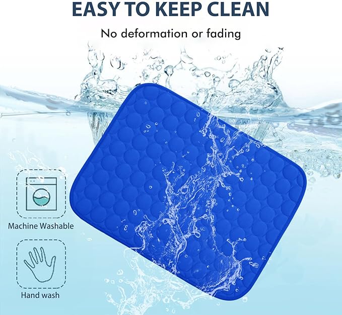 MICROCOSMOS Summer Cooling Mat & Sleeping Pad- Water Absorption Top, Materials Safe, Easy Carry, EZ Clean. Keep Cooling for Pets, Kids and Adults.(Dark Blue, 36" x24")