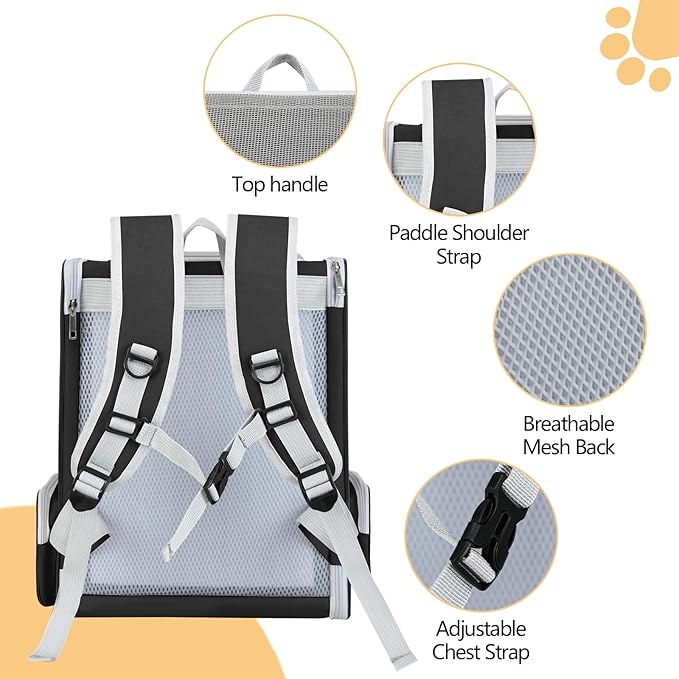 Cat Backpack Carrier Large Pet Backpack for Small Dog Medium Cat Puppy Kitten Bunny up to 15lbs, Ventilated Mesh Dog Collapsible Travel Backpack for Hiking Walking Outdoor