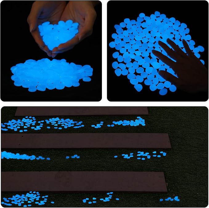 Oubest Fish Tank Rocks Glow Blue/Glow in The Dark Pebbles for Garden/Fish Tank/Aquarium/Plant Pots/Bonsai Walkway/Driveway 100pcs