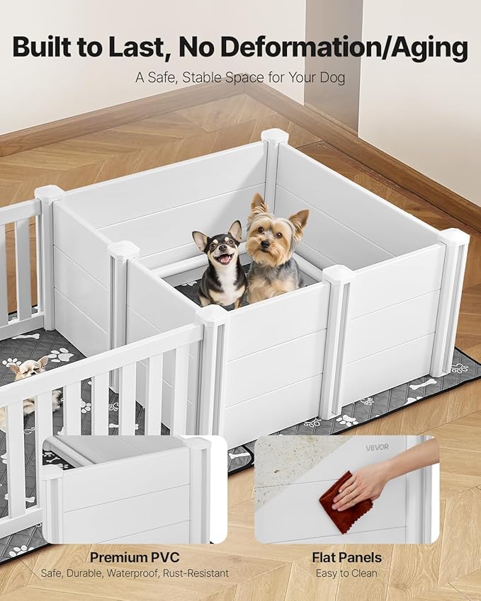 VEVOR Dog Whelping Box, 73x38x19.7 in, Plastic Dog Whelping Pen with Adjustable Height Door, Puppy Playpen with Waterproof Pee Pad, Easy to Clean, Durable Indoor Pet Birth Kit for Medium Sized Dogs