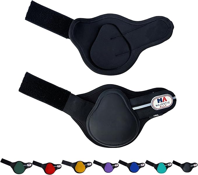 Majestic Ally Horse Leg Protection Fetlock and Tendon Boots Set, PU Shell, Neoprene Lining, Hook and Loop Closures, Multiple Colors and Sizes