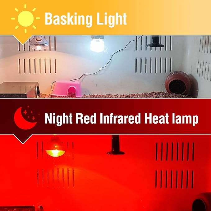 Leoterra 50w Reptile Basking Light Red Infrared Night Heat Lamp （Combo Pack） for Reptile Tanks,Reptiles,Turtle,Bearded Dargon,Lizard,Snakes Use Heat Bulb