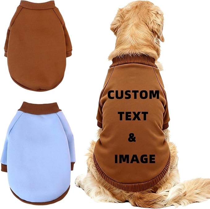 Custom Dog Hoodie, Personalized Sweatshirt with Photo Text Name Logo, Customized Hooded Sweater for Small Medium Large Dogs & Cats (Coffee, X-Large)