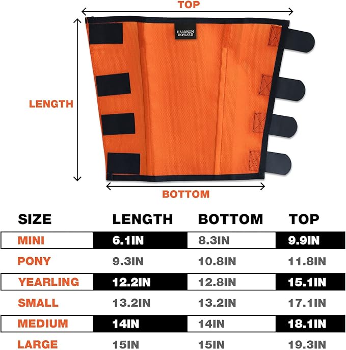 Harrison Howard Loose Fitting Fly Boots UV-Protective Extra Tough Mesh Ventilated Four Fasteners Stay-on Design Protect Horse Legs & Stomp-Reducing Set of 4 Orange Large