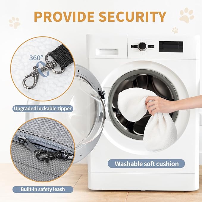 ‌Petsfit Airline Approved Pet Carrier for Small Dogs & Cats, 19x9x12 TSA Approved Carrier, with Removable Dual-Sided Padding (2-Way Placement) - Fits Under Most Airplane Seats, Escape Proof (Grey)