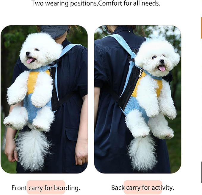 Lightweight Pet Backpack Carrier for Small Dogs & Cats - Easy-Fit Adjustable Straps, Basic Legs-Out Design, Durable for Daily Use (Fits Pets Under 15lb) (Red-White Color-Blocked, X-Large)