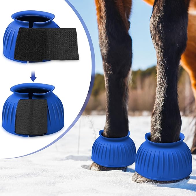 Abbylike Bell Boots for Horses 1 Pair/2 Pair Available, Protect Against Hoof Impact Trauma, Rubber Bell Boots Horse Care for Turnout, No Rub Design Wrap Hook and Loop