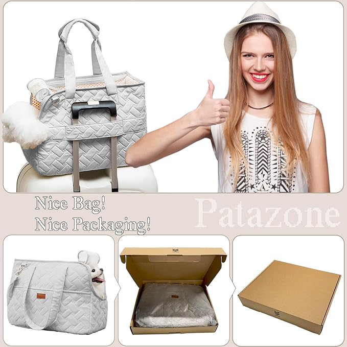 Pet Carrier Bag for Puppy,Grey,Woman Style,Cat Small Dog Carrier Handbag with Multiple Pockets,Breathable Mesh,Soft Cushion,Pets Tote Purse Picnic Travel Outdoor,7-15lbs