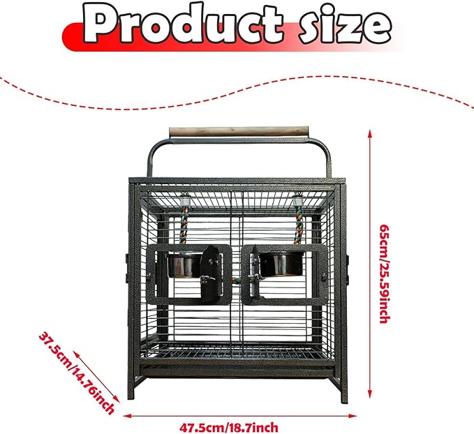 Cage Carrier Birdcage Sturdy Lightweight Bird Cage with Handle for Cockatiels Hedgehogs Lovebirds Parrots Finches