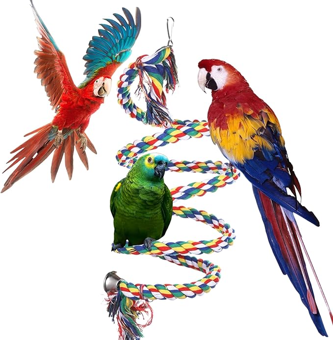 Bird Toys for Parrots – Parrot and Parakeet Chew Toys with Wooden Blocks, Climbing Stand, Hanging Bird Cage Accessories for Large Birds, Macaws, Cockatoos, Parrot Cage Use