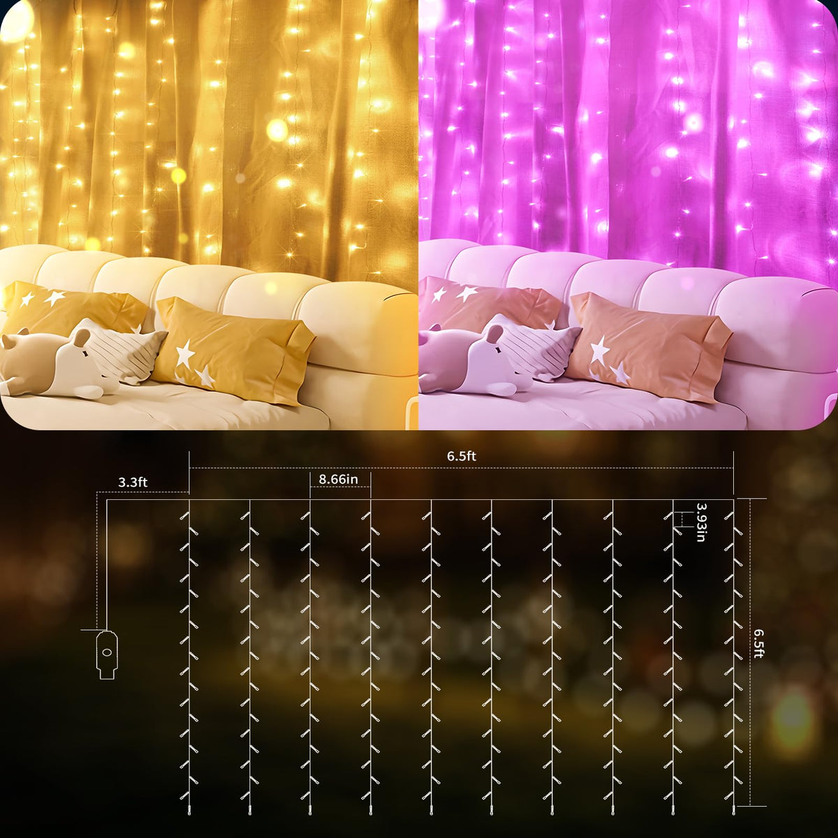 Color Changing Curtain Lights