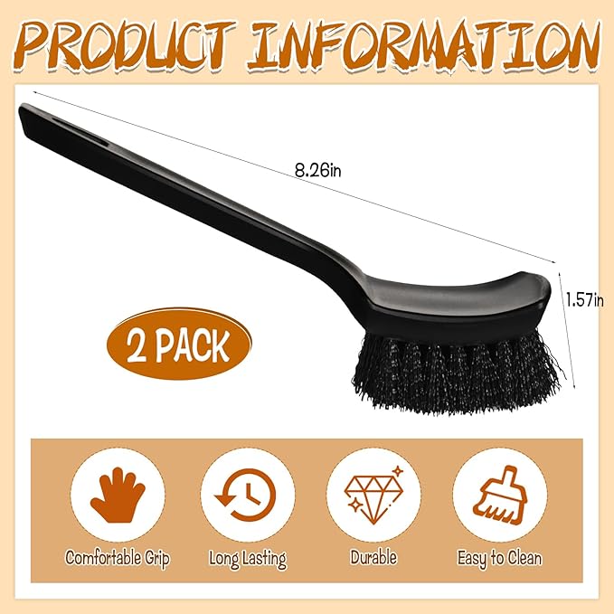 2 Pcs Brush for Bird Baths Black Hard Bristle Cleaning Brush with Ergonomic Handle Utility Bird Bath Cleaner for Bird Feeder Bath Accessories Fountain Outdoor Cleaning
