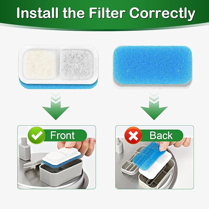 Cat Water Fountain Filter,Cat Fountain Filters Replacement Compatible with oneisall 67 oz/2L Stainless Steel Pet Water Fountain,16 Set Pet Fountain Filter Replacement
