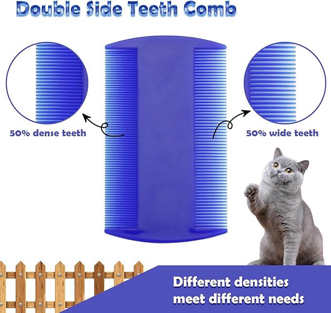 Flea Comb for Cats Dogs, 6 Pack Pet Lice Comb Set Pet Grooming Pets for Small, Medium & Large Pets (Blue)