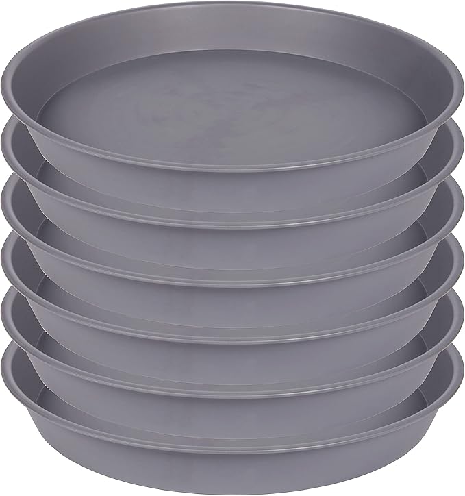 2 Pack of 8 inch Plant Saucer Clear, Heavy Duty Plastic Plant Water Tray 8 inch Round, Flower Plant Saucers for Indoors No Holes, Plant Dishes Saucer for Planter 7"/8" (8", Cement)
