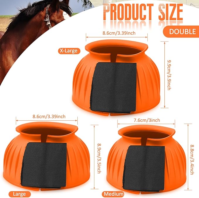 Abbylike Bell Boots for Horses 1 Pair/2 Pair Available, Protect Against Hoof Impact Trauma, Rubber Bell Boots Horse Care for Turnout, No Rub Design Wrap Hook and Loop