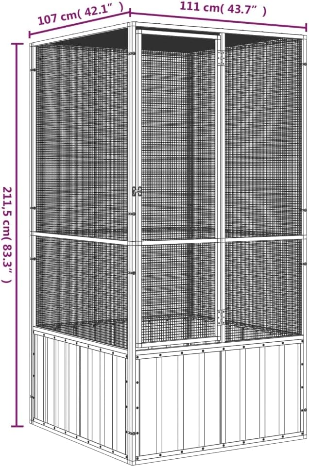 Tidyard Large Bird Cage, Galvanized Steel Aviary with Anthracite Finish for Budgies Pigeons Outdoor Use, 111 x 107 x 83.3 inches