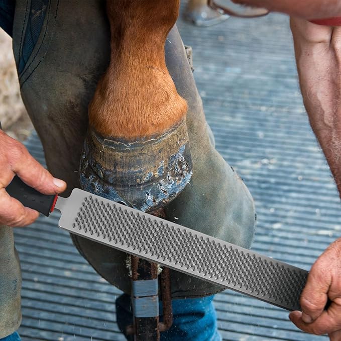 Gisafai 2 Pcs 18 Inch Rasps for Shoeing Horses with Handle Trimming File Carbon Steel Farrier Tools for Repair Horse Goat Hooves Cow Donkey Pig Animal Hooves Repairing Wood Working Supplies