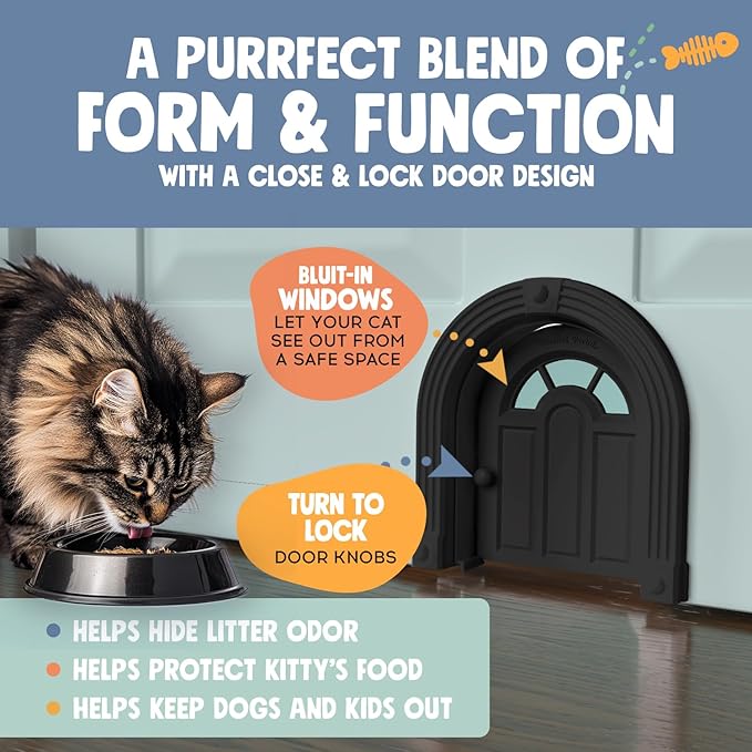Purrfect Portal Meow Manor® Cat Door Interior Door - No-Flap, Fits Cats Up to 20 lbs, Easy DIY Setup, No Training Needed