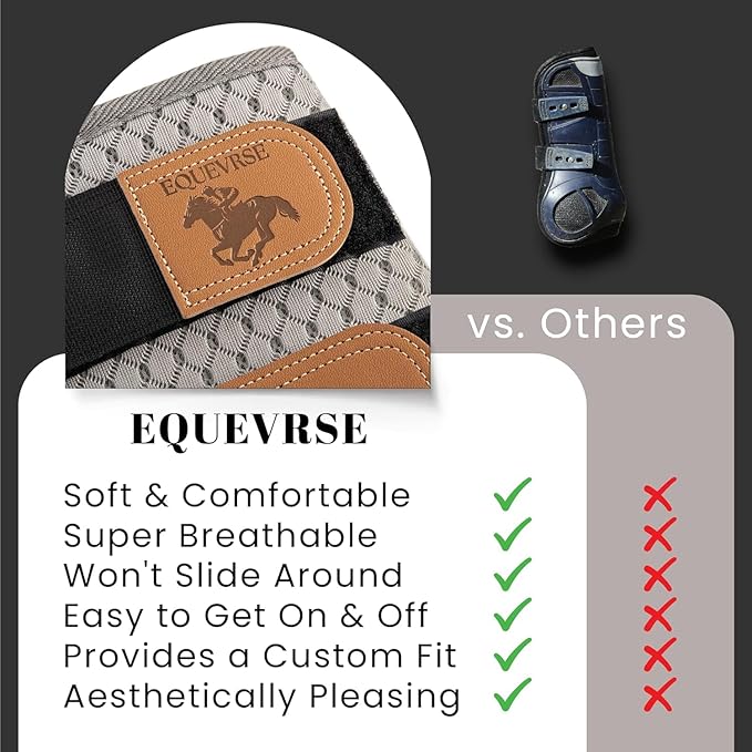 Premium Soft Fly Boots for Horses Set of 4 - Protective & Comfortable Horse Fly Boots for Medium-Large Breeds - Outer Mesh/Inner Quilted Bamboo - Adjustable Training Horse Leg Wraps (4 pcs)