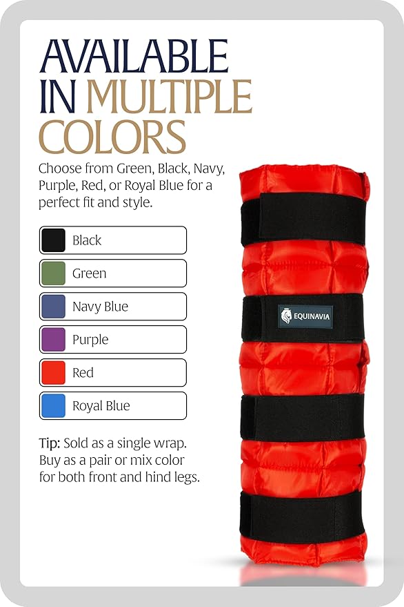 Equinavia Cool Relief Therapy Ice Boots Leg Wraps for Horses, Gel Pack with Adjustable Straps | 16.5" x 15.5" Single - Red - Single - One Size