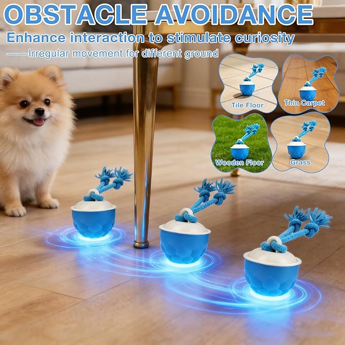 Interactive Dog Ball Toy (3.35x2.76in), 2026 Upgraded Automatic Rolling Ball with 3 Modes, USB Rechargeable, Smart Motion Pet Ball, for Small Medium Large Dogs Indoor Outdoor Play (Blue)