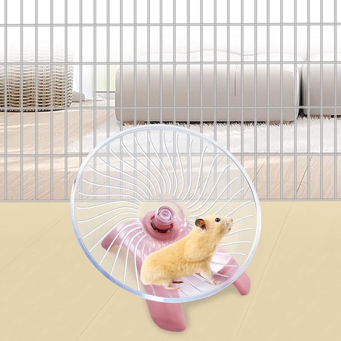 Litewoo Hamster Toys Wheel Exercise Flying Saucer,Silence Run Spinner, for Gerbil Rat Mouse Mice Hamster and Other Small Animal (Light Red)