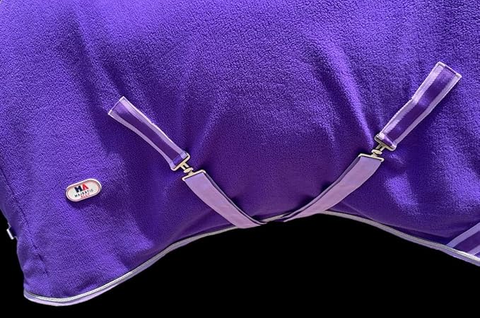 Majestic Ally Anti Pill Fleece Horse Blanket/Sheet with Silver Braided Rope (Purple, 74)