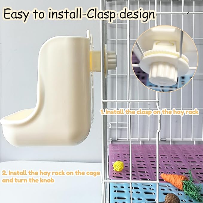 2PCS Rabbit Hay Feeders Rack 2 in 1 Guinea Pig Food Feeder Indoor Feeder for Rabbit Bunny Chinchilla Hamster (Blue+White)