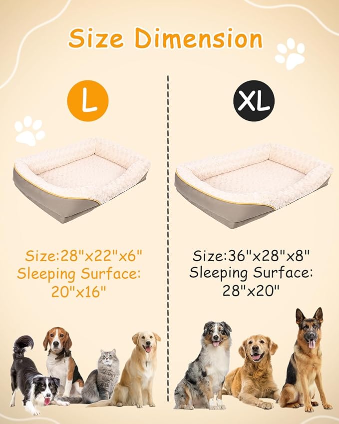 Washable Orthopedic Dog Bed for Medium Dogs, Waterproof Dog Bed with Bolster, Big Couch Sofa with Removable Cover & Non-Slip Bottom