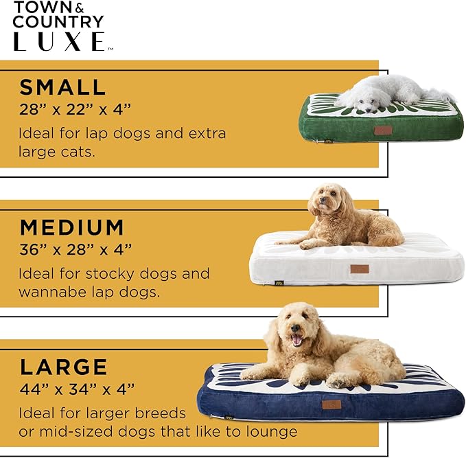 TOWN & COUNTRY LUXE CuddleTown Matisse Everwash® Pillow Pet Bed, Water Repellent Floor Pillow, Machine Washable Cover, Soft & Calming, Navy Blue, Small 28"x22"x4"